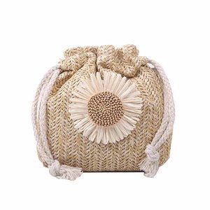 Sunflower Woven Cinch Bucket Crossbody Handbag Purse NEW🦋